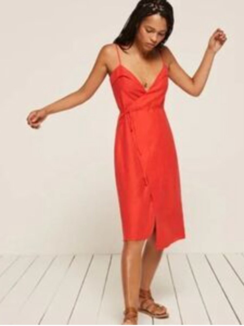 Reformation Cruz Wrap Dress, Medium, Red